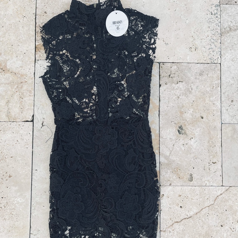 Xenia Black Lace Goddess Maxi Dress